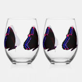 Zwarte vlinder met roze & Paarse wijnglazen set Wijnglas Zonder Voet (Links)