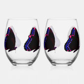 Zwarte vlinder met roze & Paarse wijnglazen set Wijnglas Zonder Voet (Rechts)