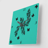 zwarte Vlinder op Groen Vierkante Klok (Hoek)