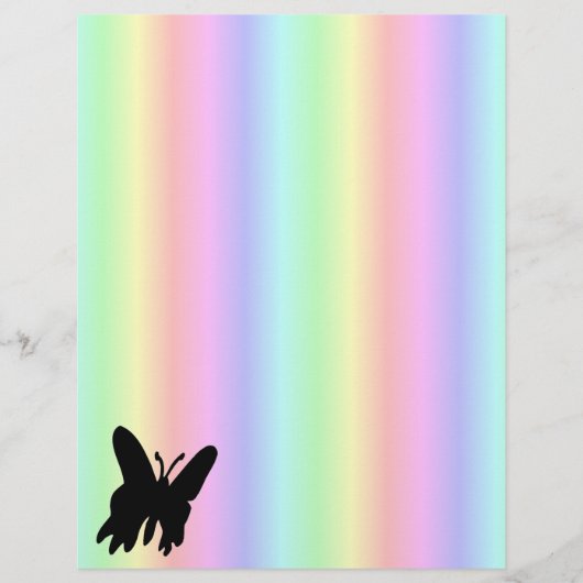Zwarte vlinder op pastel regenboog flyer (Voorkant)
