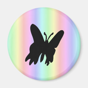 Zwarte vlinder op pastel regenboog magneet