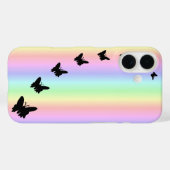 Zwarte vlinder op Pastell Rainbow Case-Mate iPhone Case (Achterkant (horizontaal))