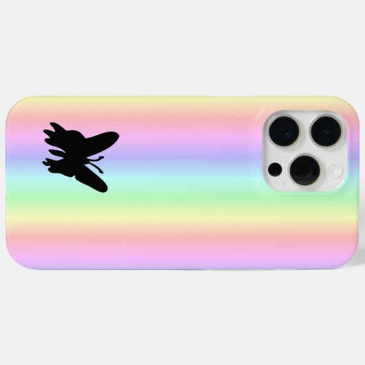 Zwarte vlinder op Pastell Rainbow Case-Mate iPhone Case (Achterkant (horizontaal))