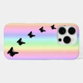 Zwarte vlinder op Pastell Rainbow Case-Mate iPhone Case (Achterkant (horizontaal))