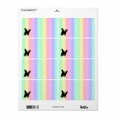 Zwarte vlinder op Pastell Rainbow Etiket (Full Sheet)