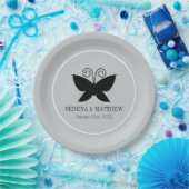 Zwarte vlinder papieren bordje (Feest)