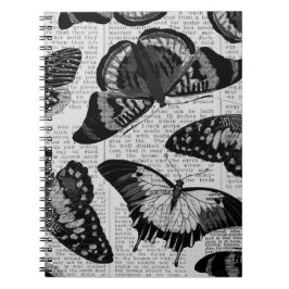 Zwarte vlinder pattereerde achtergrond notitieboek