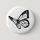 Zwarte vlinder ronde button 5,7 cm (Voorkant)