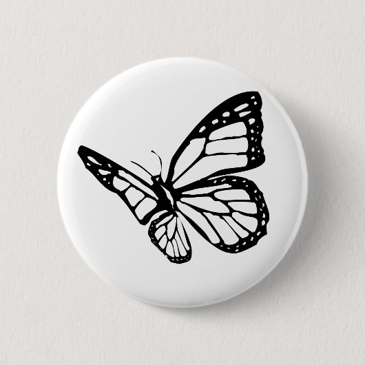 Zwarte vlinder ronde button 5,7 cm (Voorkant)