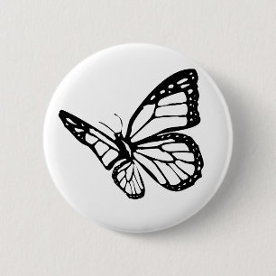 Zwarte vlinder ronde button 5,7 cm