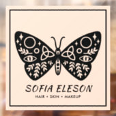 Zwarte Vlinder & Roze Schoonheidssalon Bedrijf Raamsticker (Vel 2)