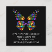 Zwarte vlinder vierkante visitekaartje (Achterkant)