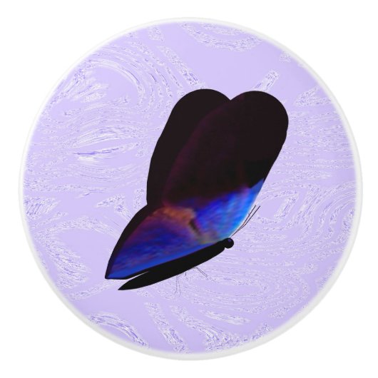 Zwarte Vlinder Violette Keramische Trek Keramische Knop (Voorkant)