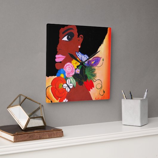 Zwarte vlinder - wandklok (Kantoor)