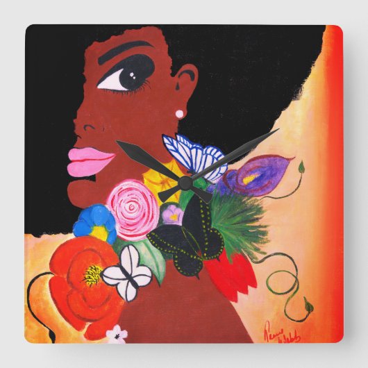 Zwarte vlinder - wandklok (Voorkant)