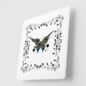 Zwarte vlinderbloemige kunst, grillig fladderen vierkante klok (Hoek)