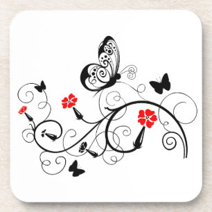 Zwarte Vlinders 4 van het Kant Drankjes Onderzetter