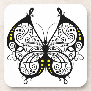 Zwarte Vlinders 5 van het Kant Bier Onderzetter