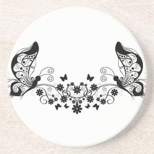 Zwarte Vlinders 8 van het Kant Zandsteen Onderzetter