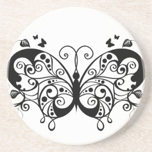 Zwarte Vlinders 9 van het Kant Zandsteen Onderzetter