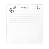 zwarte vlinders met  naam, gelinkt notitieblok (Voorkant)