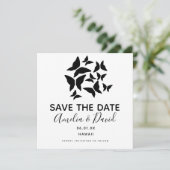 Zwarte Vlinders Verspreid Save the Date (Staand voorkant)