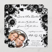 Zwarte  Vloerbruiloft sparen de Datum Kaart (Voorkant / Achterkant)