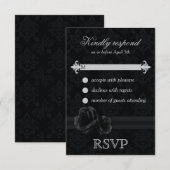 Zwarte vodderige RSVP-kaarten Black RSVP (Voorkant / Achterkant)