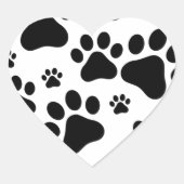 Zwarte voetafdruk honden hart sticker (Voorkant)