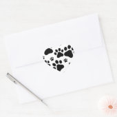 Zwarte voetafdruk honden hart sticker (Envelop)