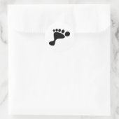 Zwarte voetafdruk ronde sticker (Tas)