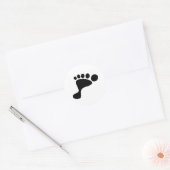Zwarte voetafdruk ronde sticker (Envelop)