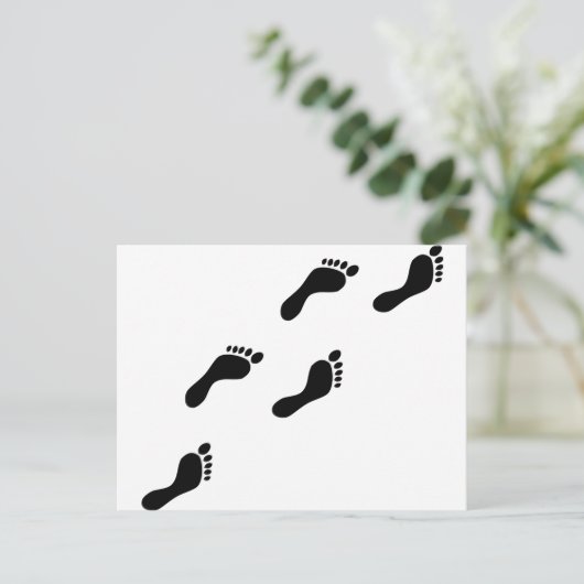 zwarte voetafdrukken briefkaart (Staand voorkant)