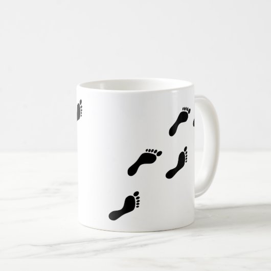 zwarte voetafdrukken koffiemok (Voorkant rechts)