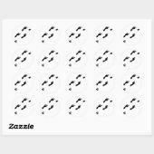 zwarte voetafdrukken ronde sticker (Vel)