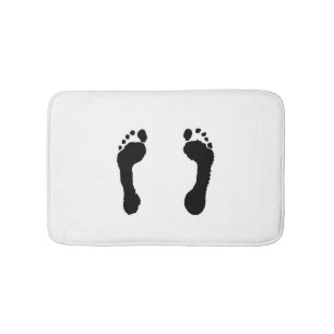 Zwarte voetafdrukken (wit) badmat