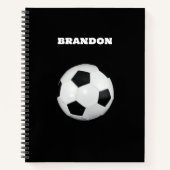 Zwarte Voetbal Custom Naam Jongens Kids Notitieboek (Voorkant)