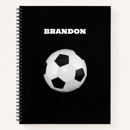 Zwarte Voetbal Custom Naam Kinderen Jongens Notitieboek (Voorkant)