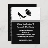 Zwarte Voetbal Huwelijksaankondiging Save the Date (Voorkant / Achterkant)