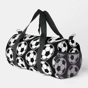 Zwarte Voetbal Patroon Schroefbal Grafisch Plunjezak