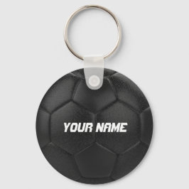 Zwarte Voetbal - Persoonlijke naam Sleutelhanger