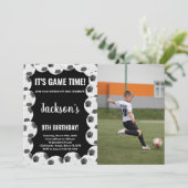 Zwarte Voetbal-uitvindingen met foto Kaart (Staand voorkant)