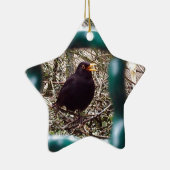 Zwarte vogel achter de tralies, Dier, Vogels, Zwar Keramisch Ornament (Rechts)