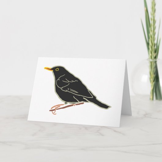 Zwarte vogel bedankkaart (Voorkant)