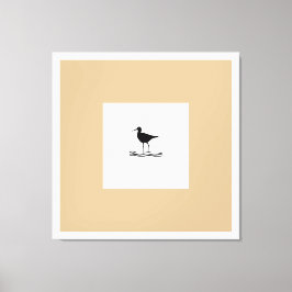 Zwarte Vogel Beige en Witte Canvasprint op Spiera Canvas Afdruk