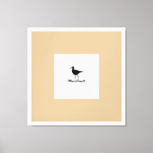 Zwarte Vogel Beige en Witte Canvasprint op Spiera Canvas Afdruk