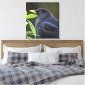 Zwarte vogel canvas afdruk (Insitu (Slaapkamer))