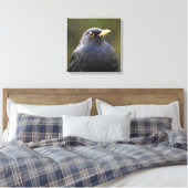 Zwarte vogel canvas afdruk (Insitu (Slaapkamer))