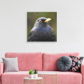 Zwarte vogel canvas afdruk (Insitu (Woonkamer))