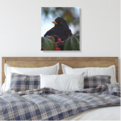 Zwarte vogel canvas afdruk (Insitu (Slaapkamer))